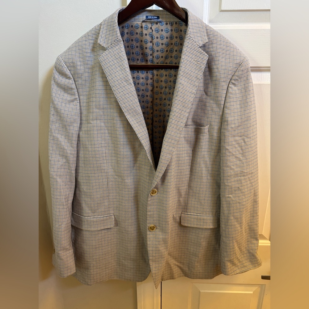 Crown & Ivy Tan and Blue Sport Coat with Classic Design 46 R